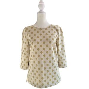 Boden 3/4 Sleeve Gold Polka Dot Pullover